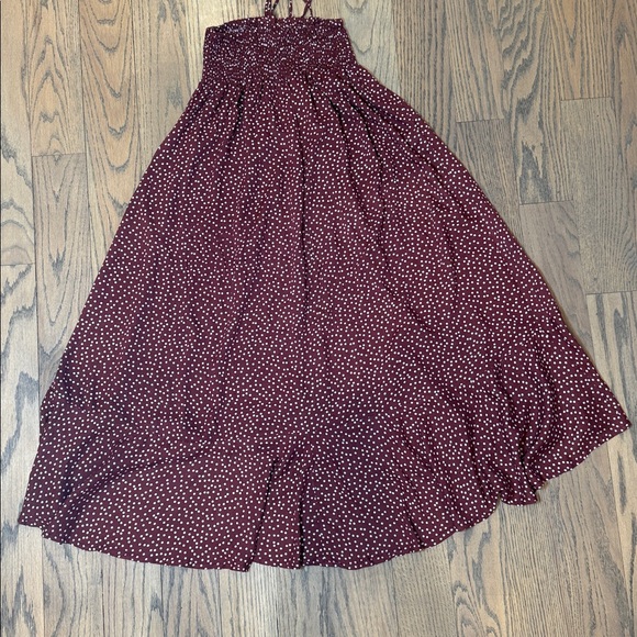 Tiare Hawaii Women’s Maroon Polka Dot Button Down Dakota Maxi Skirt One Size - Picture 10 of 13